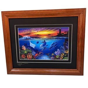 Vtg Y2K Ray Rolston Key West Framed Artwork 17” X 14” Multicolor Signed & Dated